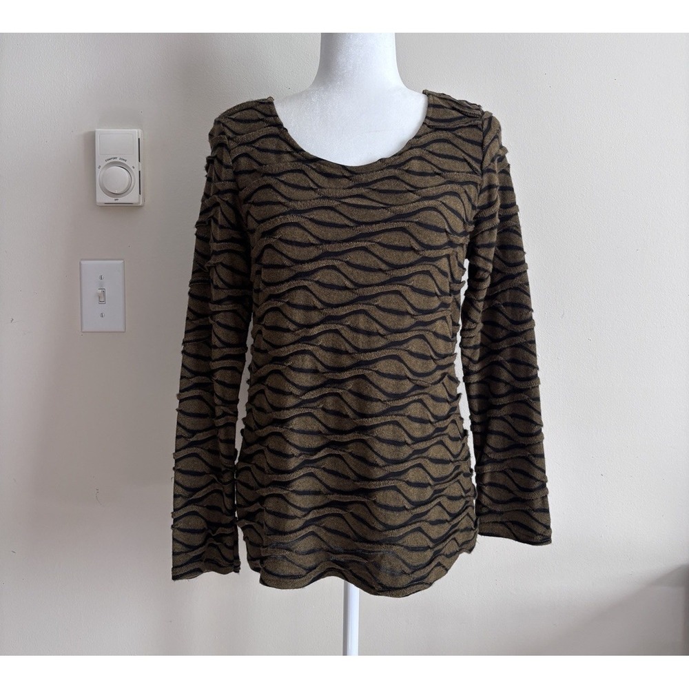 Chalet et Ceci Textured Top Womens Small Black Lagenlook Coastal Hippie Stretch